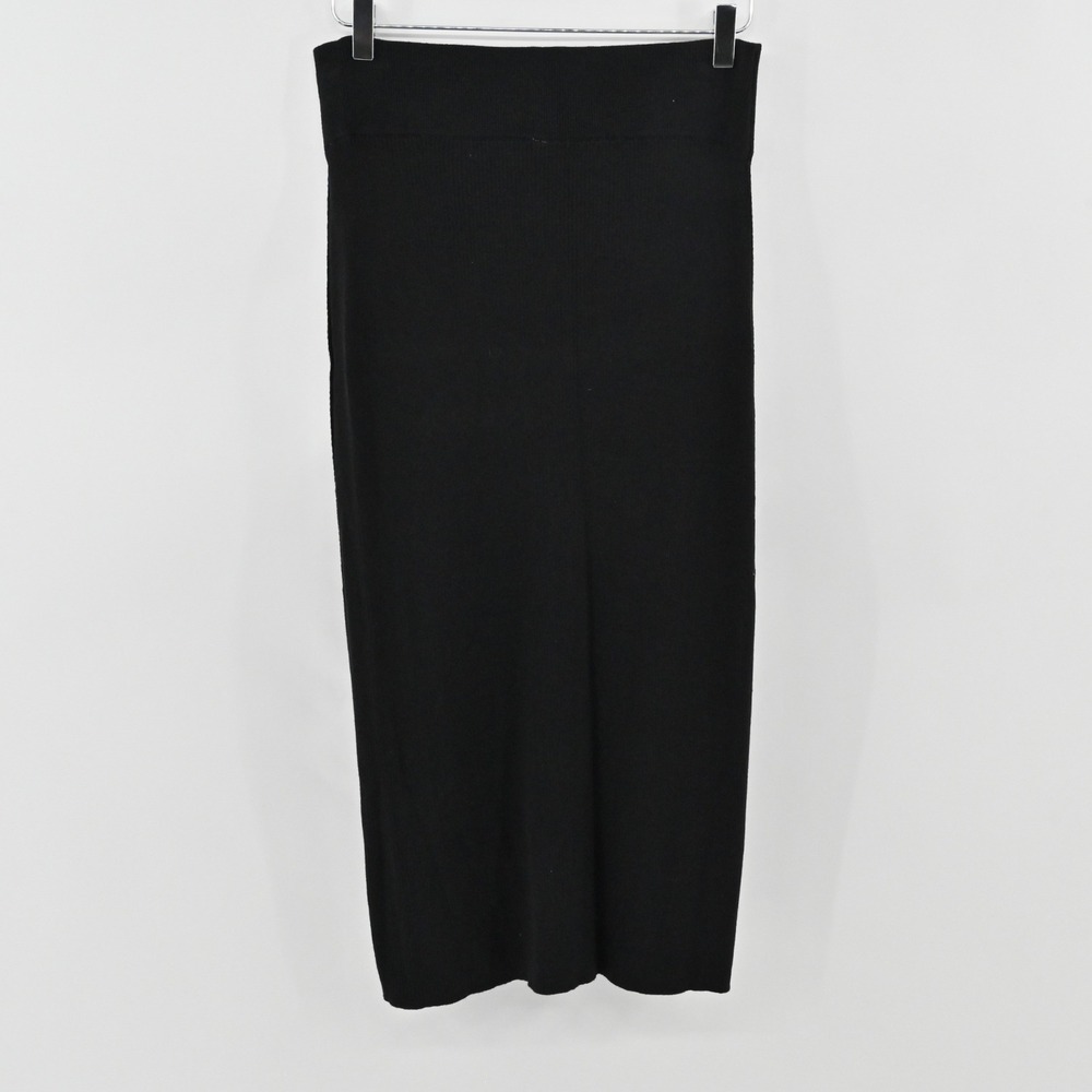 Free People Ribbed Knit Midi Skirt Womens Size M Black Stretch Minimalist Cotton - Picture 3 of 13